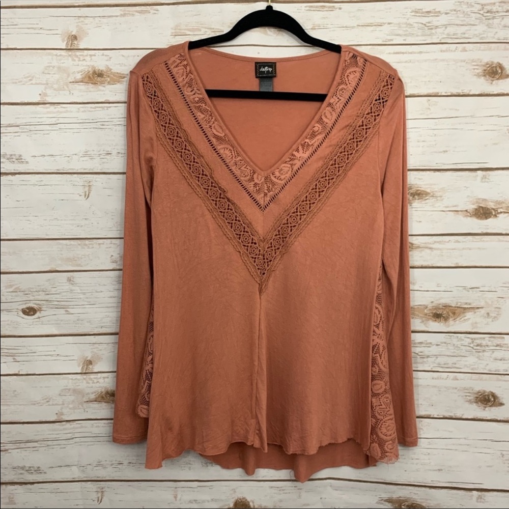 Daytrip V Neck Casual Lace Side Panel Blou…